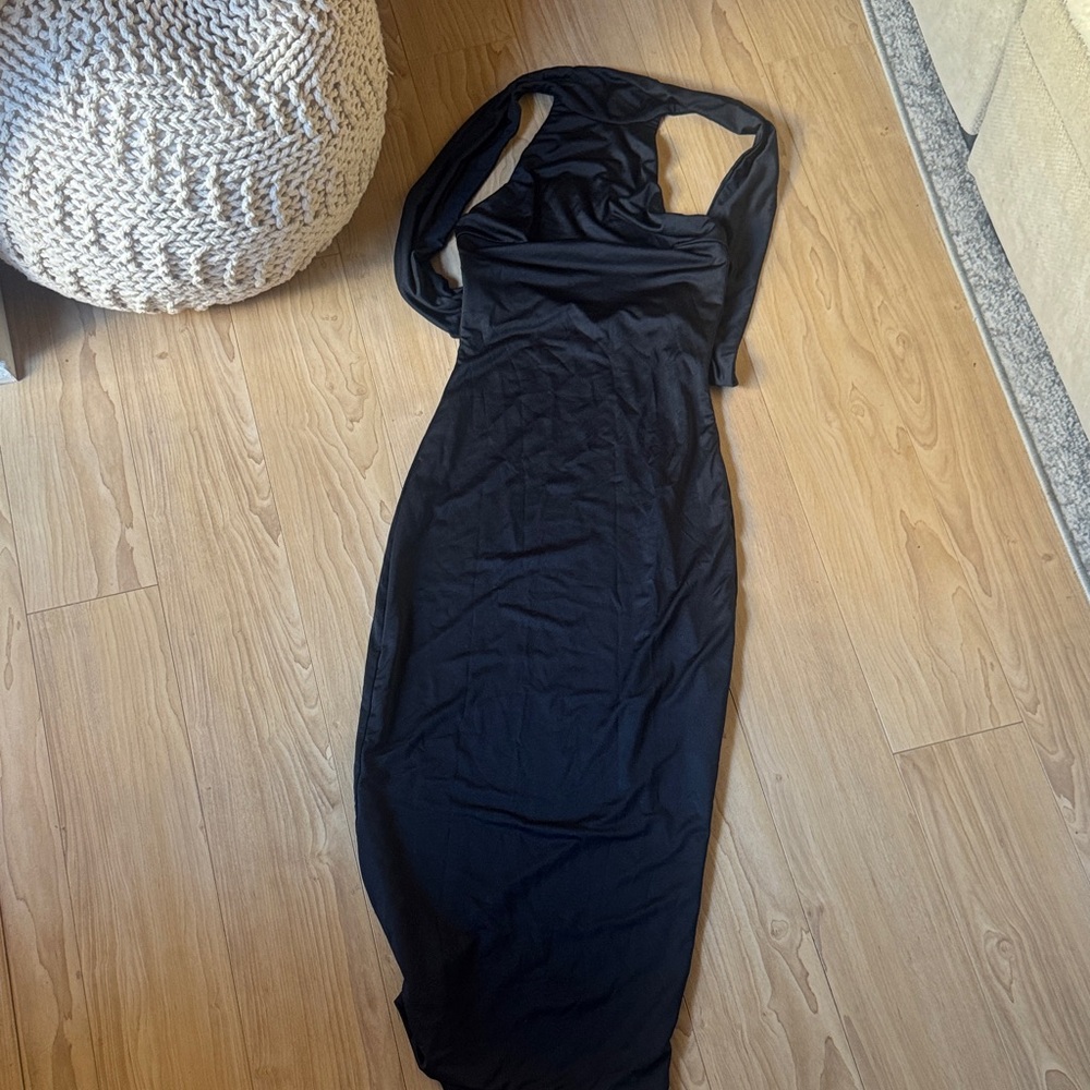 CLEO HALTER TIE MIDI DRESS